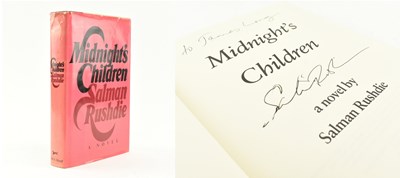 Lot 195 - RUSHDIE, SALMAN. 1980 MIDNIGHT'S CHILDREN SIGNED DEDICATED FIRST US EDITION