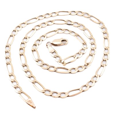 Lot 93 - HALLMARKED 9CT GOLD FIGARO CHAIN NECKLACE