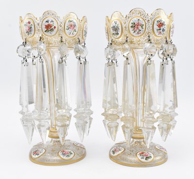Lot 54 - PAIR OF EARLY 20TH CENTURY BOHEMIAN LUSTRE GLASS CENTREPIECES