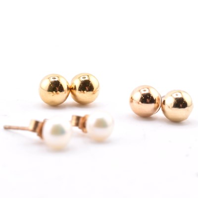 Lot 228 - THREE PAIRS OF 9CT GOLD & GEM SET STUD EARRINGS