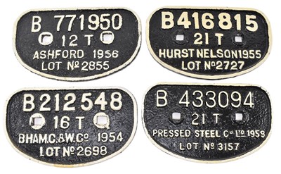 Lot 189 - RAILWAYANA - SELECTION OF FOUR CAST IRON WAGON PLATES