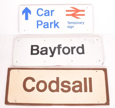 Lot 203 - RAILWAYANA - THREE ALUMINUM RAILWAY STATION SIGNS