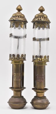 Lot 209 - RAILWAYANA - PAIR OF GREAT WESTERN RAILWAY CARRIAGE LAMPS