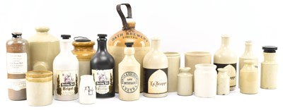 Lot 129 - MIXED SELECTION OF VINTAGE STONEWARE BOTTLES / CANISTERS