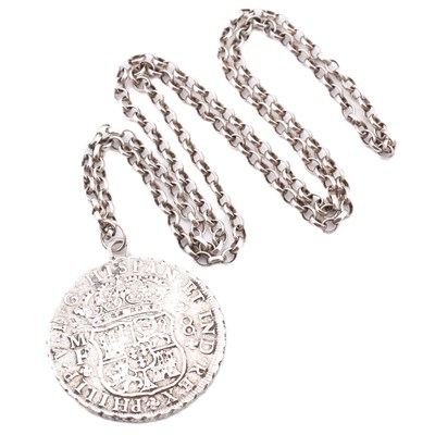 Lot 210 - MOUNTED SPANISH SILVER 8 REALES COIN FROM THE HOLLANDIA