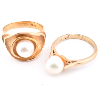 Lot 240 - TWO 9CT GOLD & PEARL RINGS