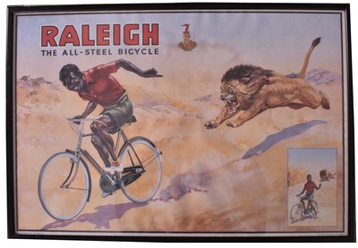 Lot 75 - RALEIGH - THE ALL-STEEL BICYCLE - POINT OF SALE ADVERTISING POSTER