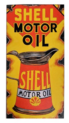 Lot 33 - SHELL MOTOR OIL - ENAMEL STYLE HAND-PAINTED SIGN