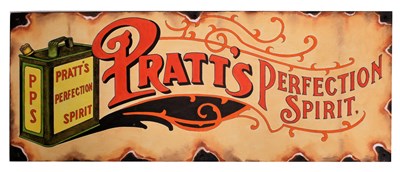 Lot 183 - PRATT'S PERFECTION SPIRIT - ENAMEL STYLE HAND-PAINTED SIGN