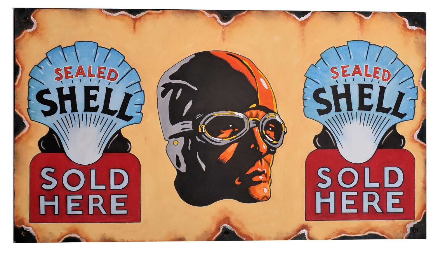 Lot 86 - SHELL - ENAMEL STYLE HAND-PAINTED SIGN