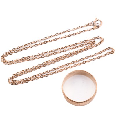 Lot 223 - HALLMARKED 9CT GOLD BAND RING & 9CT GOLD CHAIN NECKLACE