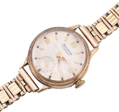 Lot 196 - HALLMARKED 9CT GOLD HELVETIA WRISTWATCH