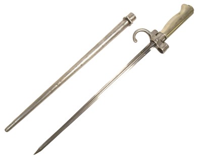 Lot 69 - 19TH CENTURY SHORTENED FRENCH LEBEL RIFLE BAYONET