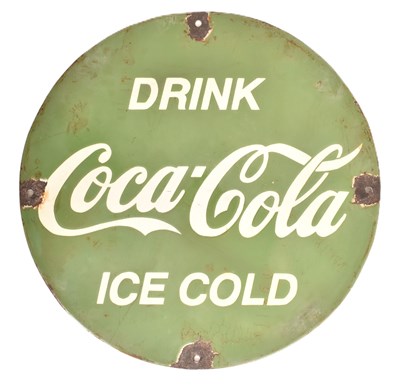 Lot 101 - COCA-COLA - VINTAGE 1990S ENAMEL ADVERTISING SIGN