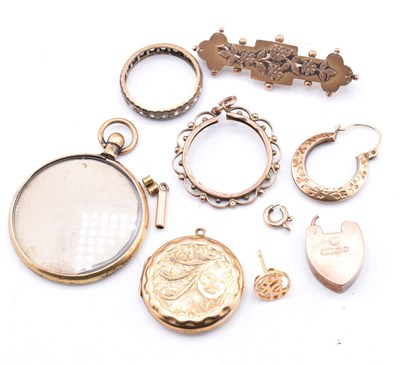 Lot 207 - COLLECTION OF GOLD JEWELLERY FRAGMENTS AF & ROLLED GOLD JEWELLERY