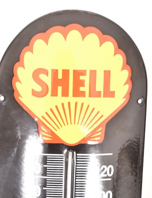 Lot 120 - SHELL - VINTAGE 1990S ADVERTISING ENAMEL SIGN WITH THERMOMETER