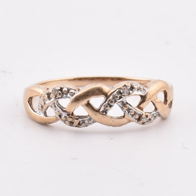 Lot 346 - HALLMARKED 9CT GOLD & DIAMOND RING AF