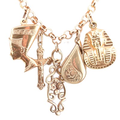 Lot 393 - HALLMARKED 9CT GOLD PENDANT CHARM NECKLACE