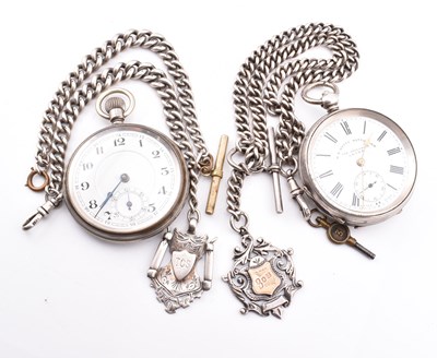 Lot 202 - A SILVER POCKET WATCH & METAL POCKET WATCH
