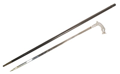 Lot 333 - 20TH CENTURY STEEL HANDLED SWORD STICK