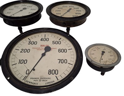 Lot 32 - COLLECTION OF TEN MID-CENTURY MARINE BOILER PRESSURE GAUGES