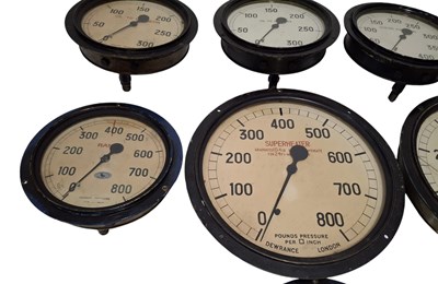 Lot 32 - COLLECTION OF TEN MID-CENTURY MARINE BOILER PRESSURE GAUGES