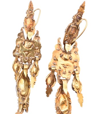Lot 5 - 19TH CENTURY SPANISH GOLD SILVER GEM SET EARRINGS