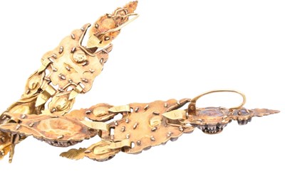 Lot 5 - 19TH CENTURY SPANISH GOLD SILVER GEM SET EARRINGS