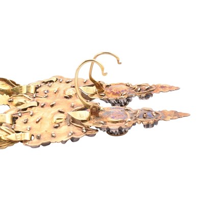 Lot 5 - 19TH CENTURY SPANISH GOLD SILVER GEM SET EARRINGS