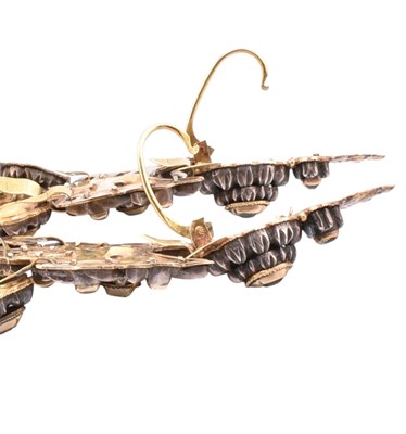 Lot 5 - 19TH CENTURY SPANISH GOLD SILVER GEM SET EARRINGS