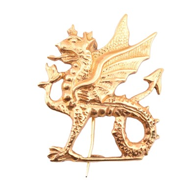 Lot 418 - 18CT GOLD WELSH DRAGON BROOCH PIN