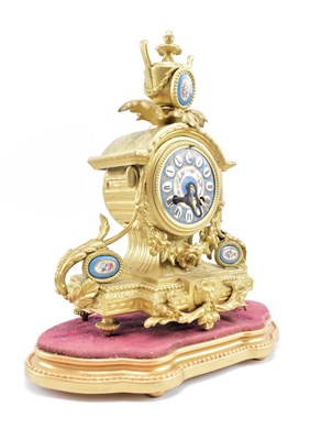 Lot 89 - JAPY FRERES, PARIS - 19TH CENTURY GILT METAL & ENAMEL 8-DAY MANTEL CLOCK