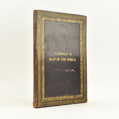 Lot 305 - WORLD MAP. 1845 A NEW CHART OF THE WORLD BY HENRY TEESDALE FOLDING MAP IN ORIG. MOROCCO BOARDS
