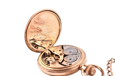 Lot 82 - GOLD PLATED WALTHAM POCKET WATCH ON HALLMARKED 9CT GOLD WATCH CHAIN