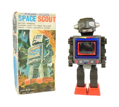Lot 455 - TINPLATE TOYS - VINTAGE HORIKAWA SPACE SCOUT ROBOT