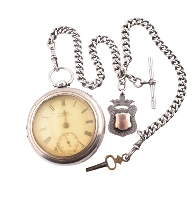 Lot 321 - HALLMARKED SILVER POCKET WATCH ON CHAIN