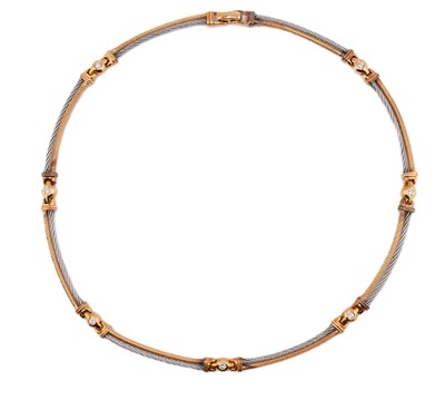 Lot 383 - PHILIPPE CHARRIOL 18CT GOLD & DIAMOND SET CABLE LINK NECKLACE