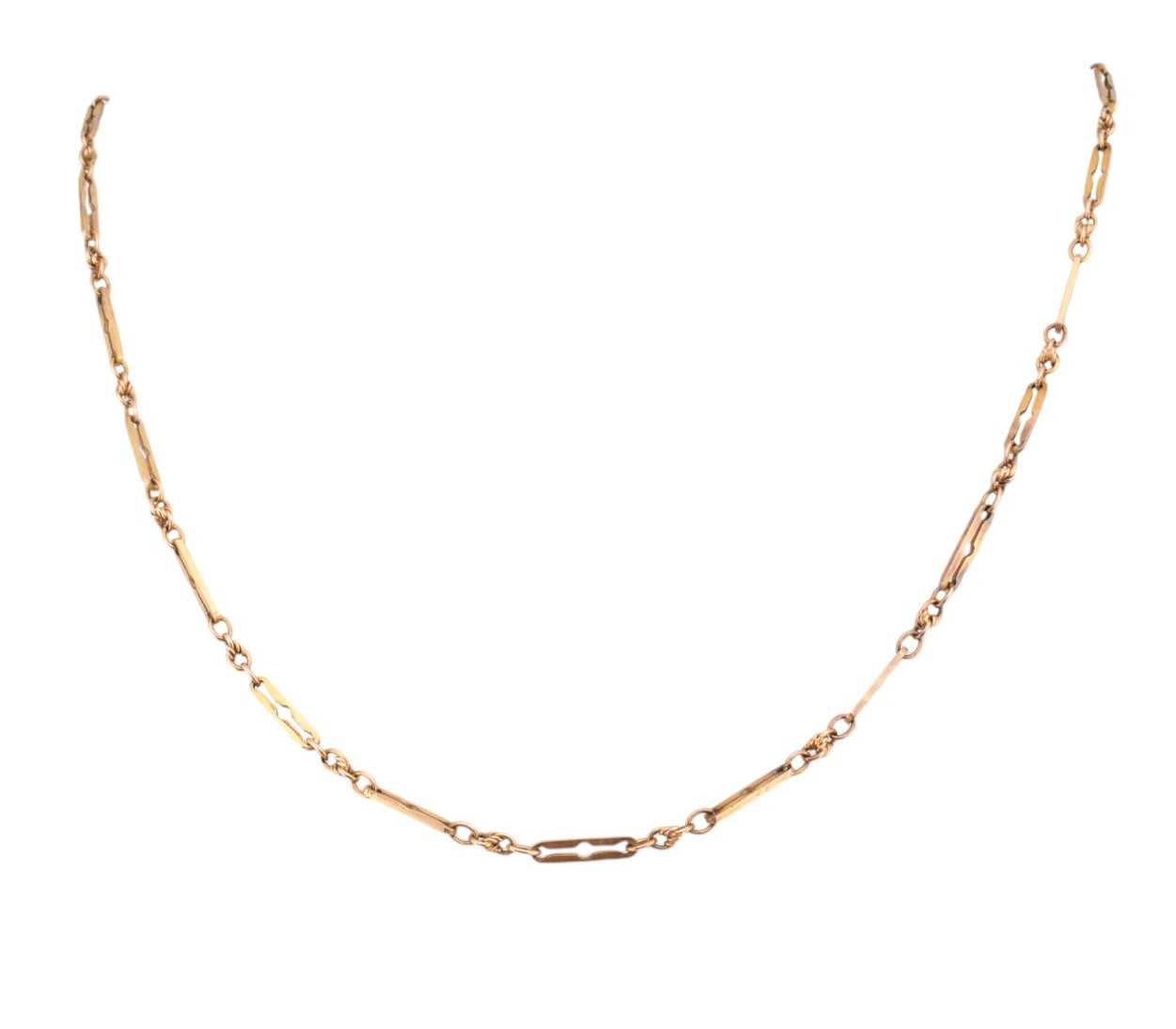 Lot 174 - 9CT GOLD FANCY LINK CHAIN NECKLACE