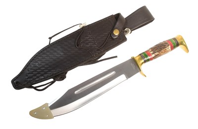 Lot 398 - VINTAGE ROUGH RIDER STAG HORN BOWIE KNIFE