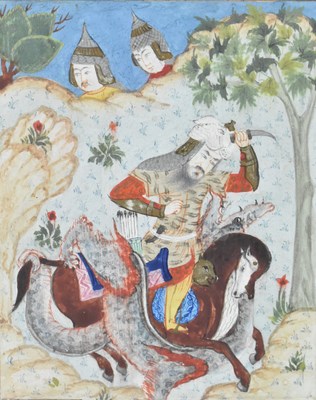 Lot 105 - TWO PERSIAN ILLUSTRATED FRAGMENTS, ONE FROM SHAHNAMEH