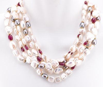 Lot 398 - JADED JEWELS NYC - MULTISTRAND PEARL NECKLACE