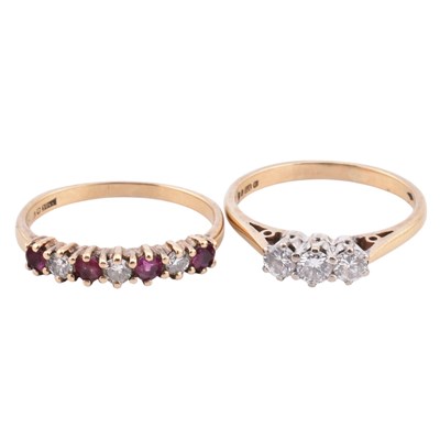 Lot 222 - TWO HALLMARKED 9CT GOLD DIAMOND & GEM SET RINGS