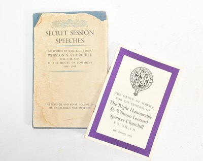 Lot 301 - CHURCHILL, WINSTON. 1946 SECRET SESSION SPEECHES & 1965 FUNERAL ORDER OF SERVICE