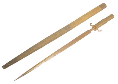 Lot 9 - 19TH CENTURY SOUTH AFRICAN ZULU SPEAR HEAD DAGGER