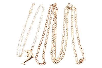 Lot 251 - TWO 9CT GOLD CHAIN NECKLACES