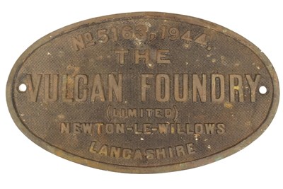 Lot 434 - RAILWAYANA - VULCAN FOUNDRY LOCOMOTIVE WORKS PLATE