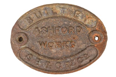 Lot 435 - RAILWAYANA - ASHFORD WORKS SE & CR RAILWAY LOCOMOTIVE PLATE