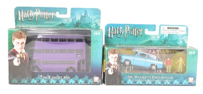 Lot 396 - DIECAST - HARRY POTTER KNIGHT BUS & MR WEASLEY'S FORD ANGLIA CORGI MODELS