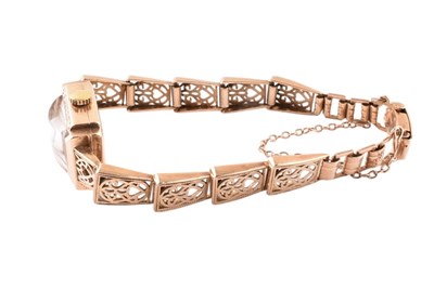Lot 93 - HALLMARKED 9CT ROSE GOLD TITAN WRISTWATCH