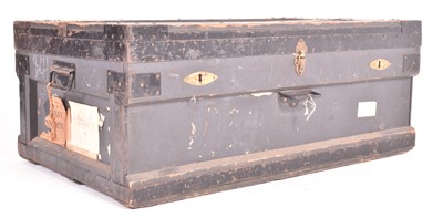 Lot 575 - S. GOFF & CO - GOFITE BRAND - MILITARY 20TH CENTURY WOOD & METAL BOUND TRUNK